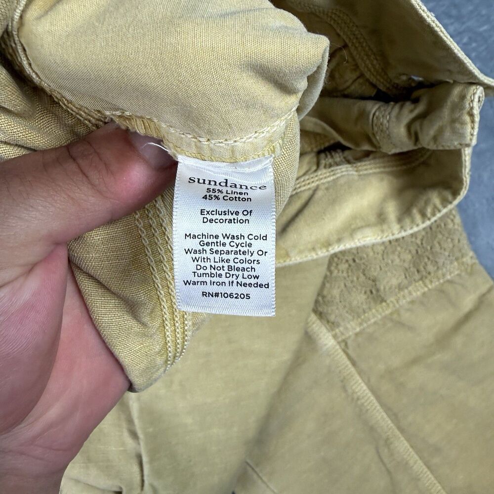 Sundance Linen Cotton Lace Detail Pants Beige Boho Cottagecore Womens Size 14 - Picture 5 of 10